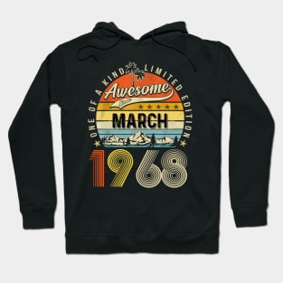 Awesome Since March 1968 Vintage 55th Birthday Hoodie